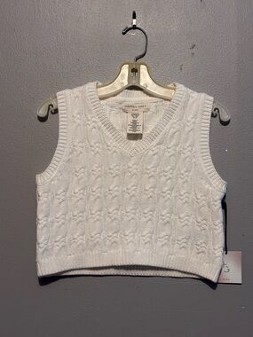 NWT Happily Grey Kids White Cable Knit Sweater Vest